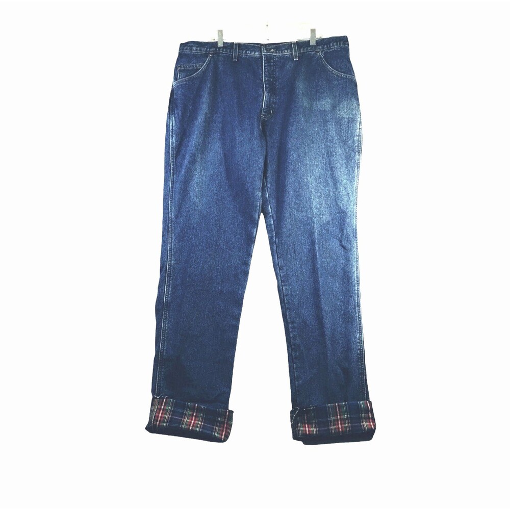 Land's End Jeans Men's 42 Raw Hem 38 Flannel Lined Farm Outdoor Utility Chore